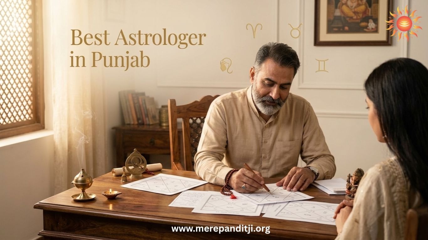 Astrologer reading kundli