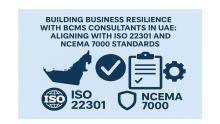 Discover how BCMS consultants in UAE help organizations implement effective business continuity strategies aligned with ISO 22301 and NCEMA 7000 standards to ensure resilience, compliance, and operational excellence.