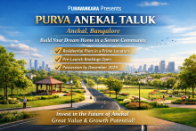 A pre-launch plotted development by Puravankara Limited in Bangalore's Anekal Taluk. Secure your plot in this 53.5-acre project with RERA approval in process.