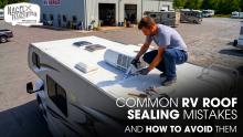 An RV Expert is Doing Roof Sealing Works of A Class C Motorhome