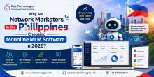Graphic explaining the growing adoption of Monoline MLM Software in the Philippines in 2026, featuring automation, scalability, secure payouts, simplified management, and crypto-enabled MLM solutions.