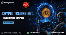 A futuristic promotional banner featuring AI-powered crypto trading automation with a digital Bitcoin, live market charts, and a trading robot.