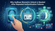Illustration of Aadhaar biometric unlock resolving repeated authentication failures
