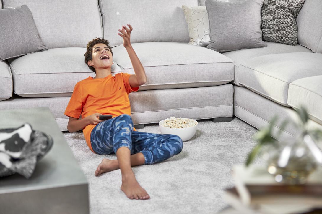 boy on floor after carpet cleaning in long beach ca