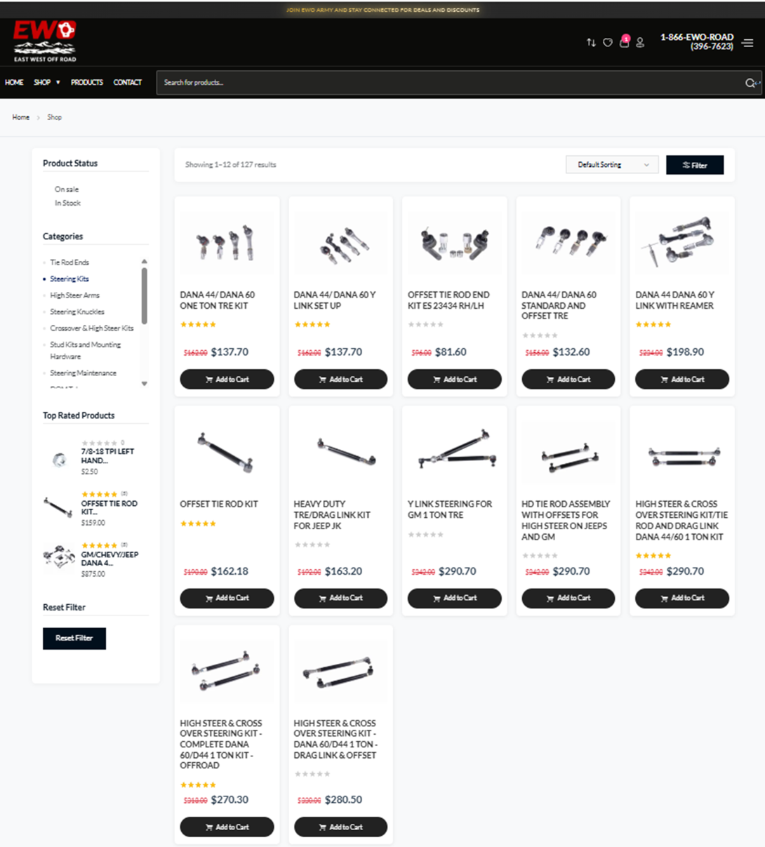 7/8 tie rod, 7/8-18 tie rod, heavy duty steering kit, Dana 44 steering upgrade, East West Off-Road, off-road steering parts, tie rod ends, left-hand right-hand threads, DOM steel tie rod, crossover steering kit, one-ton tie rod ends, 4x4 steering upgrade, off-road suspension and steering, steering kit for big tires, heavy duty tie rod ends, rock crawling steering parts