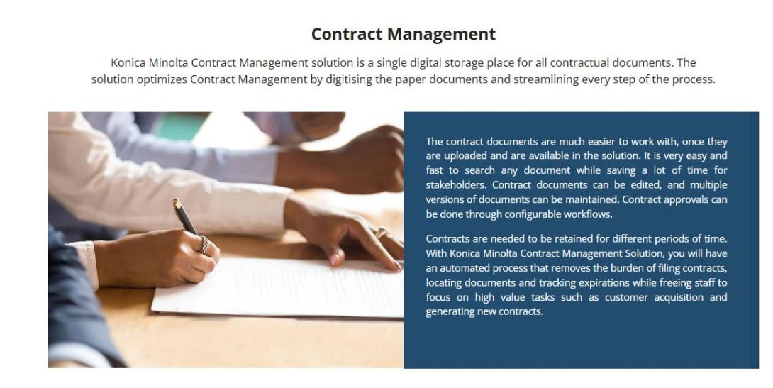 Business contract management, Enterprise Content Management, Color Management Solution in printing, Managed Content Services
