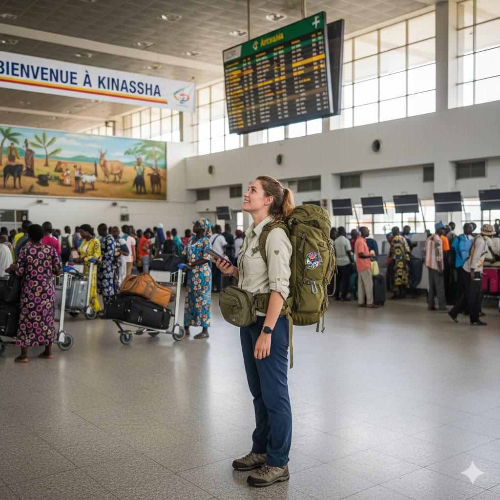 tourist at a DRC airport