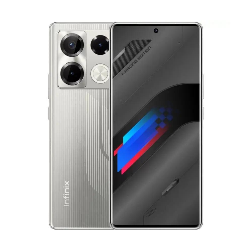 smartphone in lavender color with cameras and display.