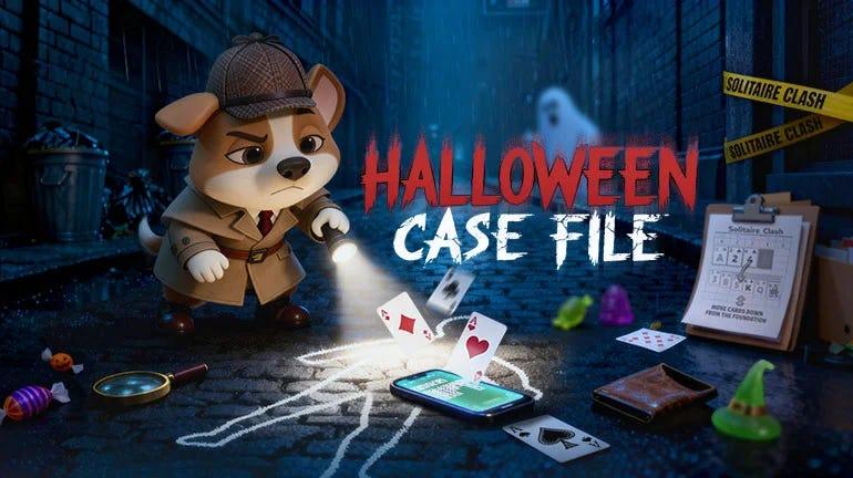 solitaire clash games incorporates finding clues on halloween case file