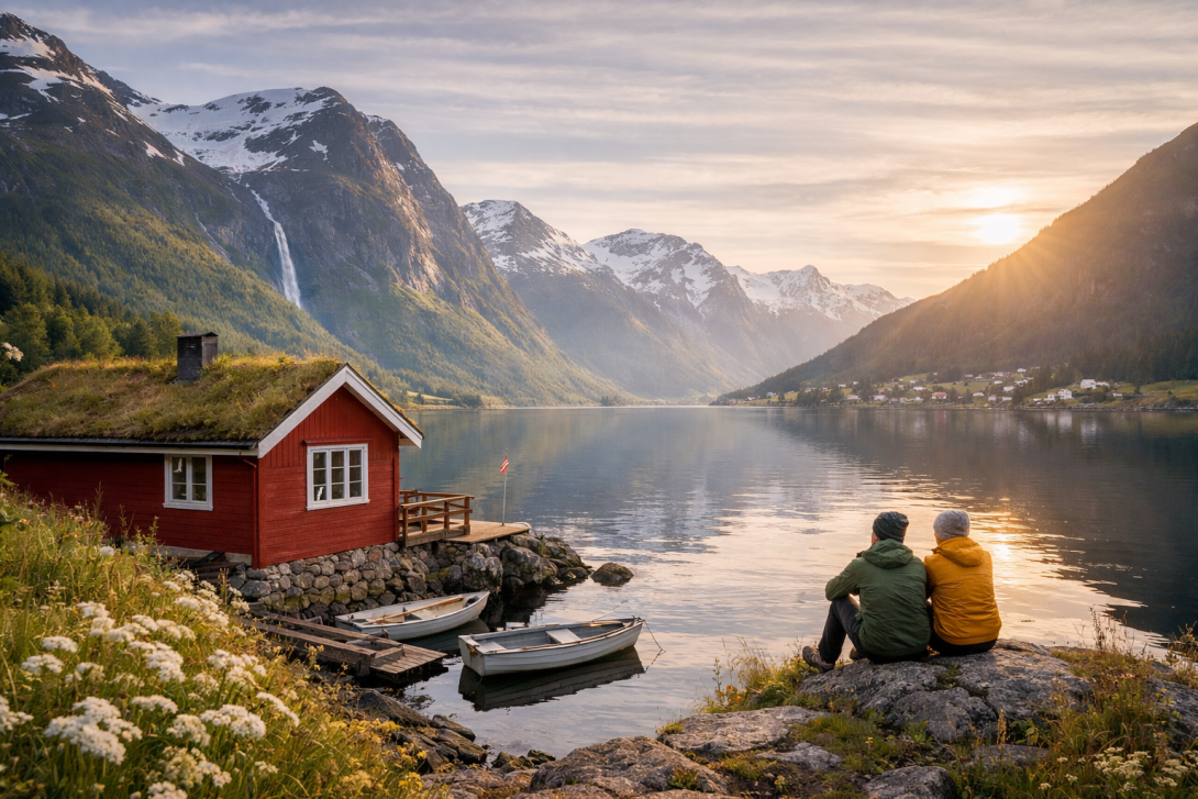 Scenic view of a Scandinavian country 