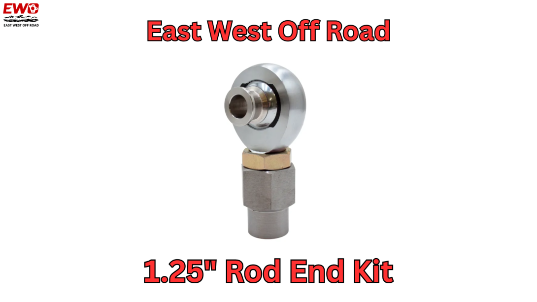 A fabricated heavy-duty tie rod for a one-ton truck, featuring large chromoly heim joints and weld-in bungs, shown next to a stock steering component for comparison.