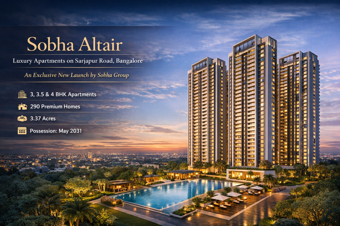 Explore Sobha Altair, Sobha Group's new launch of 3, 3.5 & 4 BHK luxury apartments on Sarjapur Road, Bangalore.