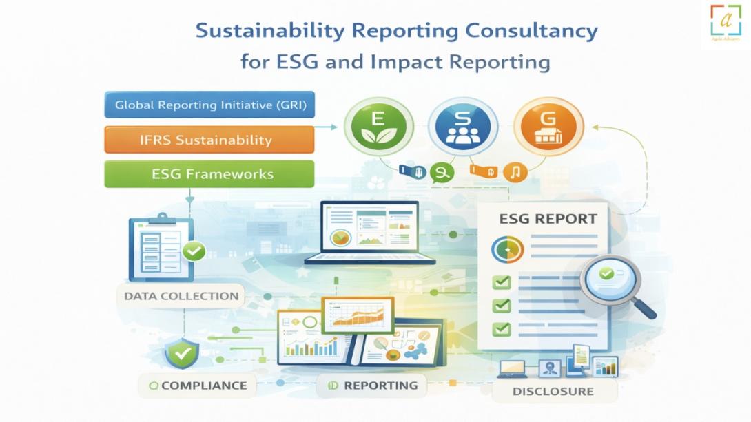 Sustainability reporting consultancy illustrating ESG reporting frameworks and data driven disclosures