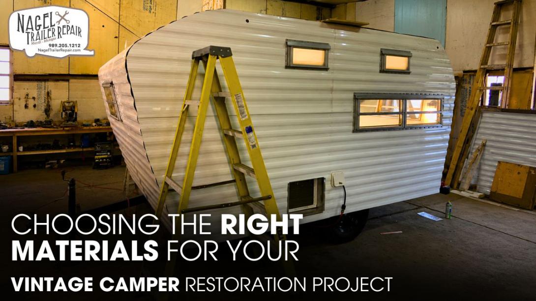 A Vintage Camper Parked inside a Workshop for Restoration Works