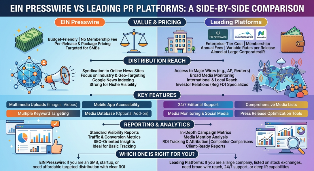 Compare EIN Presswire distribution with leading platforms. Discover the right top PR agency for your needs and optimize your press release wire strategy today.