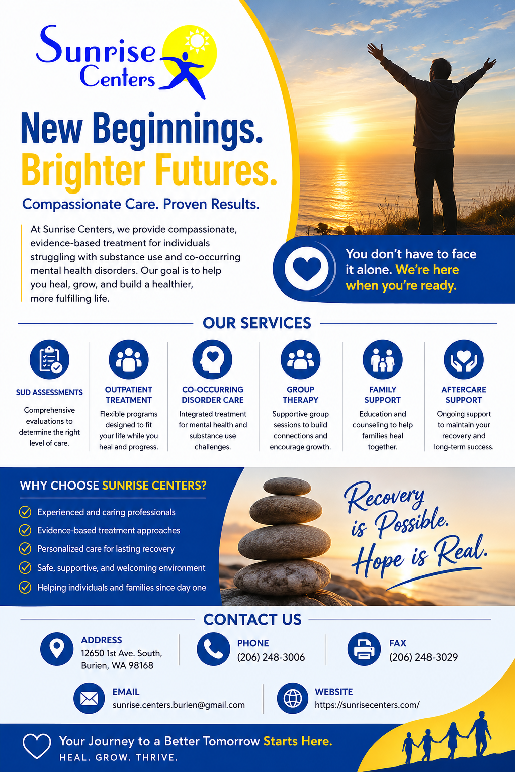 Sunrise Centers – Compassionate Care. Lasting Recovery. Brighter Futures