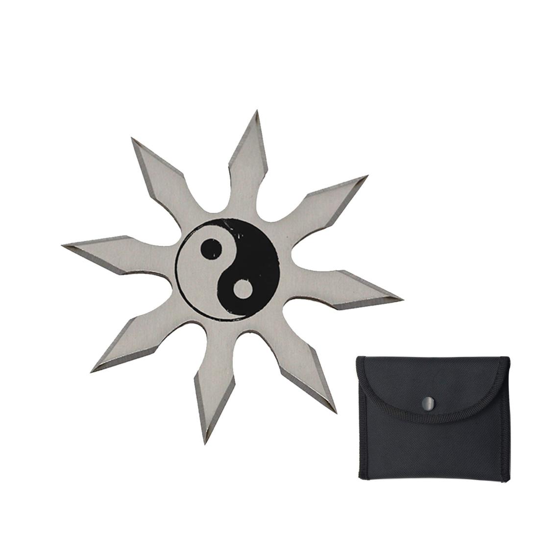 8 Point Silver Ying Yang Shuriken Throwing Ninja Star